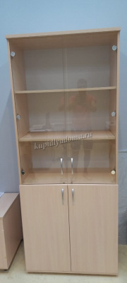 Шкаф для документов со стеклом Гермес Шк38 (Дуб девонширский)