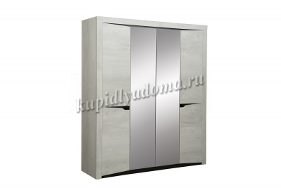 Шкаф для одежды Лючия 33.01 4-х дверный с зеркалом (Бетон пайн белый/Венге)