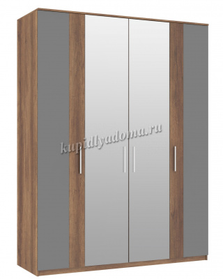 Шкаф для одежды и белья с зеркалом Джолин (Дуб каньон/Графит софт)