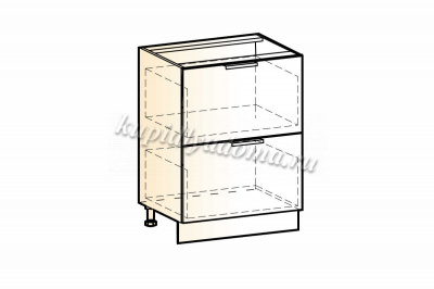 Шкаф рабочий Стоун 23.54 (2 ящика) L600 (Камень темно-серый)