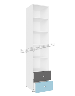 Шкаф комбинированный Сити с ящиками 332.21 исп. 2 (Белый/Графит софт/Голубой)